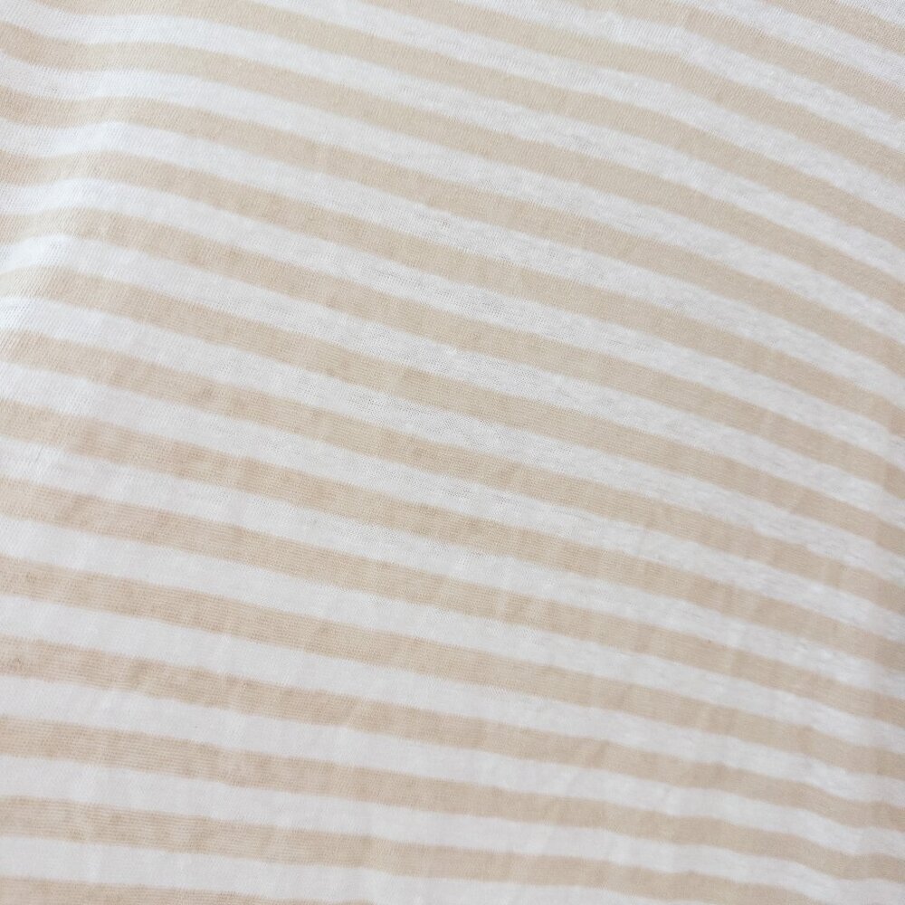 Hugo Boss Tiburt Stripe Linen T-shirt 100% Linen, Open White Size M - Picture 11 of 11